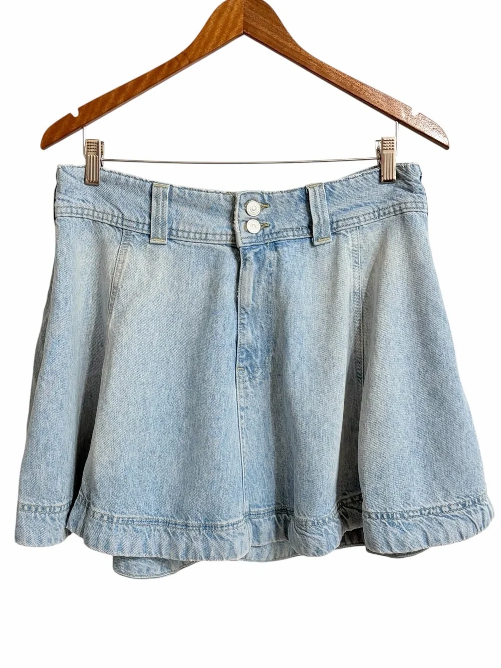 Free People We The Free Wonderland Boho Denim Mini Skirt 29 Distressed Concert
